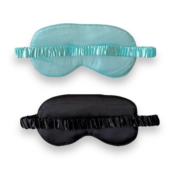 Set Of 2 Sleep Masks Light Green & Black Sleeping Silk Night Eye Mask Eyes - Picture 2 of 2